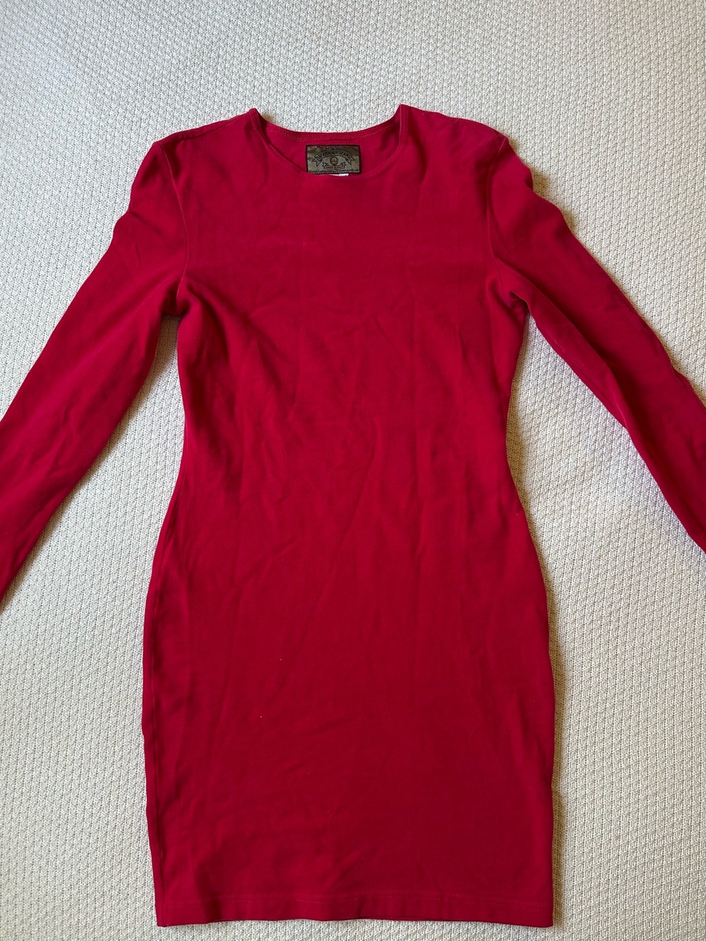 Armani Jeans Long Sleeve Red Bodycon Dress